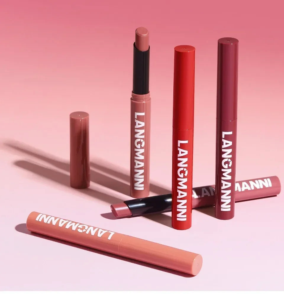 New Rotating Velvet Matte Lipstick Long Lasting Waterproof Lipstick Non-Stick Cup Lip Stain Tint Cosmetics Pencil Liner Makeup