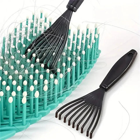 2pcs Hair Brush Cleaning Tools With Black Bristles - Portable Comb Cleaner And Hair Removal Claws