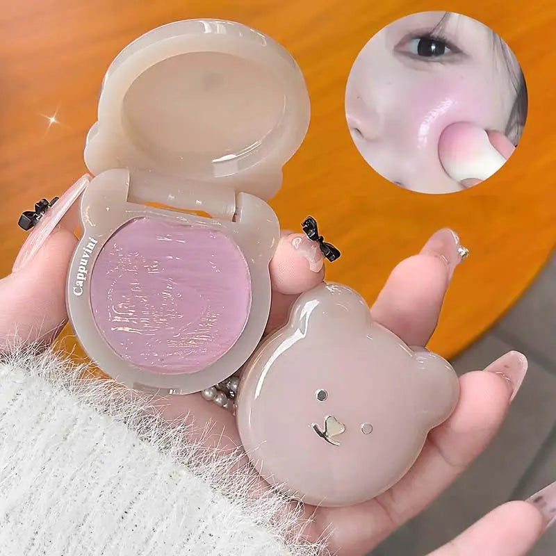Cute Bear Water Light Blush Cream Vitality Pink Moisturizing Highlighter Face Blusher Easy to Apply Rouge