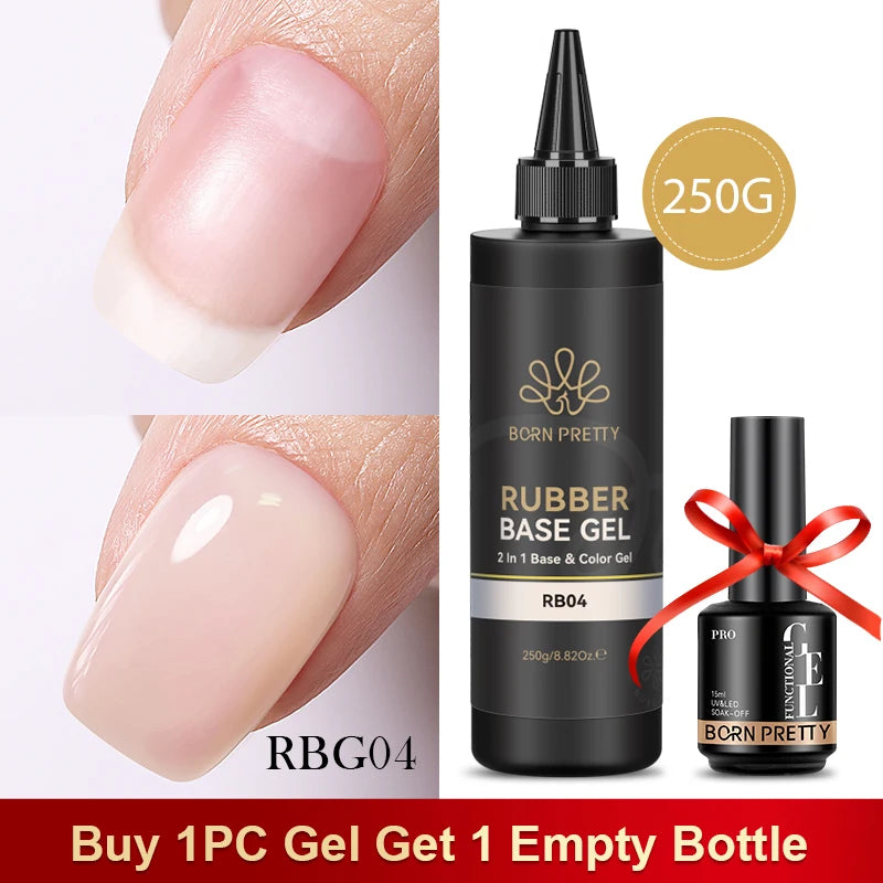 BORN PRETTY 250g Super Top Coat Base Gel Soak off UV LED Drying Long Lasting Semi Permanent Jelly Nude Pink Gel Nail Polish