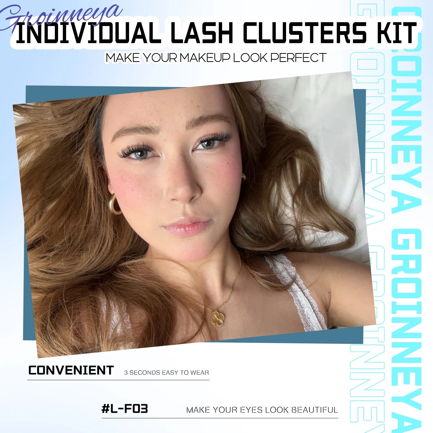 GROINNEYA DIY Lash Clusters Set Mixed Tray Lashes Kit Fluffy Individual Lashes Extension With Lash Bond and Seal Makeup