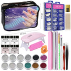 Complete Nail Art Kit with LED Nail Lamp & Manicure Set for Beginners Multi-Color Glitter, French Tips,Nail Drill Tools Included