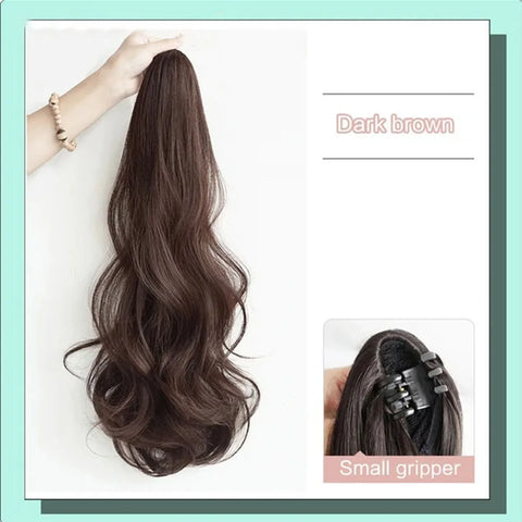 Synthetic Long Straight Claw Clip On Ponytail Hair Extensions 50cm Heat Resistant Pony Tail Hair piece For Women Daily Party