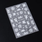 3D White Flower Nail Art Stickers Cute Floral Adhesive Sliders Acrylic Decoration Decals DIY Nail Charms Adhesive Accessories