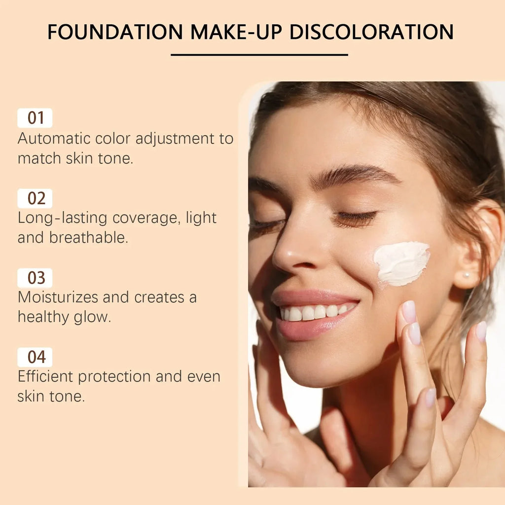 Color Changing Foundation Makeup Concealer Long Lasting Moisturizing Nourishing Oil-Control Skin Face Base Cosmetics