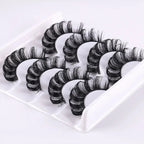 4 pairs of Russian striped eyelashes, fluffy artificial handmade eyelashes, 3D Russian roll style false eyelashes