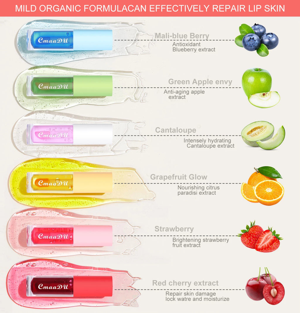 6 Color-Changing Lip Gloss  Fruity Scent Moisturizing and Long-Lasting Smooth Hydrating Temperature-Activated Lip tint