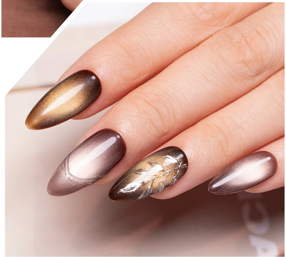 PUETNE 7.5ML Amber Moonlight Cat Magnetic Gel Nail Polish Winter Nails Jelly Glass Cat Eye Soak Off UV Semi-Permanent Varnish