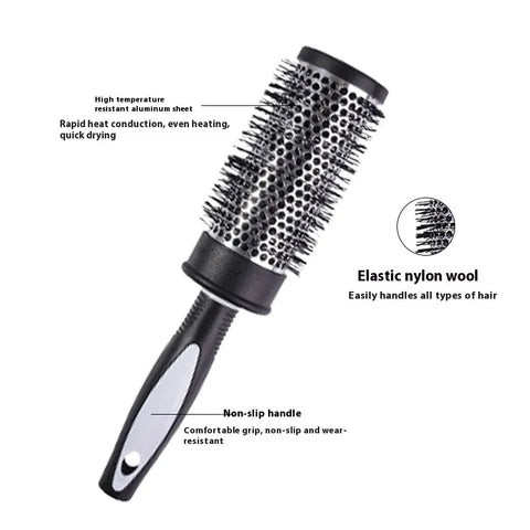 1Pc Curl Nylon Paddle Brush with Aluminum Barrel Rollers Quick Curls Styling Tool Anti Static Salon Results Home Hair Essential