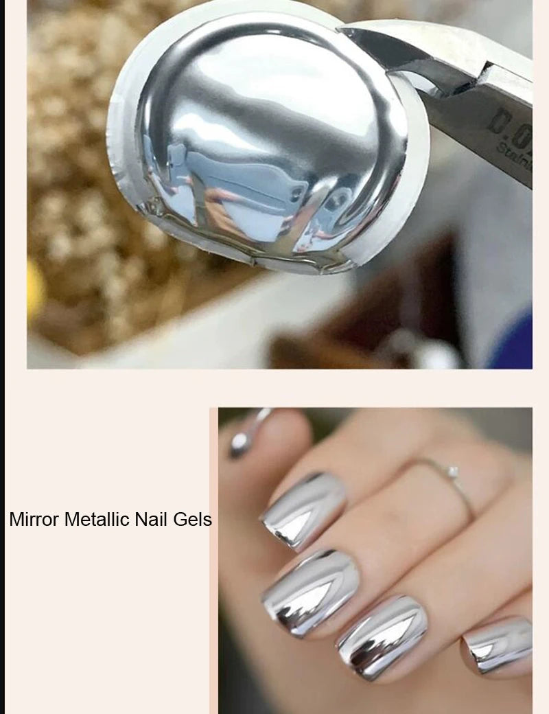 8ml Silver Mirror Metallic Nail Gels Polish UV Soak Off Paint Gel Polish Flower Drawing Gold Superbright Nails Lacquer UV Gel #*
