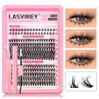 Lasvirey DIY Lashes Kit Fluffy Lash Clusters Kit Mixed Individual Eyelashes with Bottom Lashes Extension Cluster Lashes Makeup