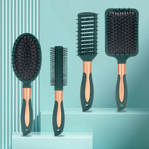Massage Oval Comb Hair Brush Set Anti Static With Silicone Cushion Base Detangling Brush Round Hair Brush Vent Hair Brush