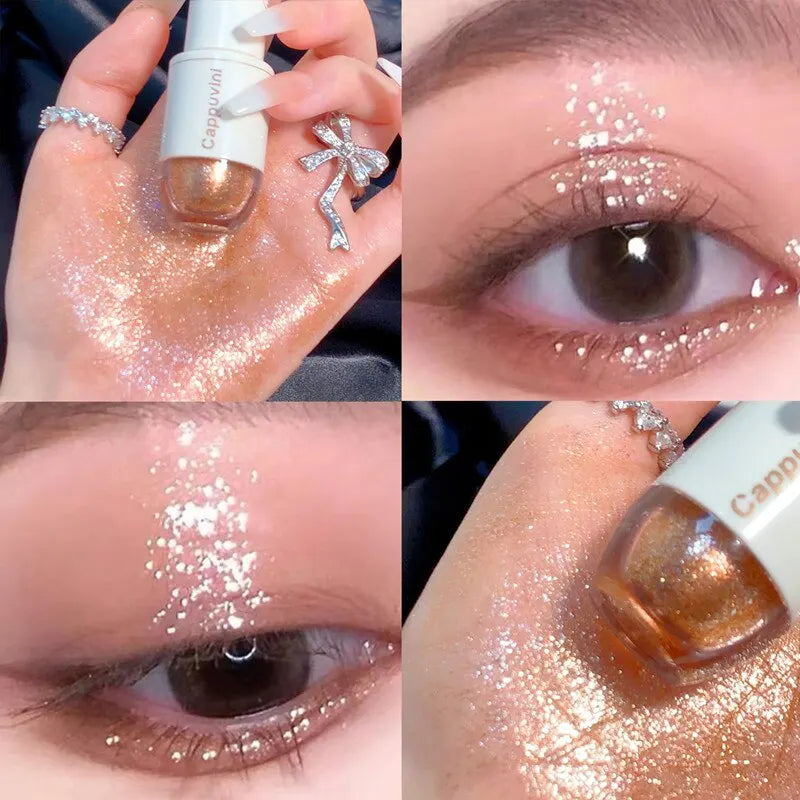 Cappuvini Liquid Eyeshadow High-Gloss Shiny Mermaid Pearl Tears Brightening Glitter Highlighter Quick Drying Eyeliner
