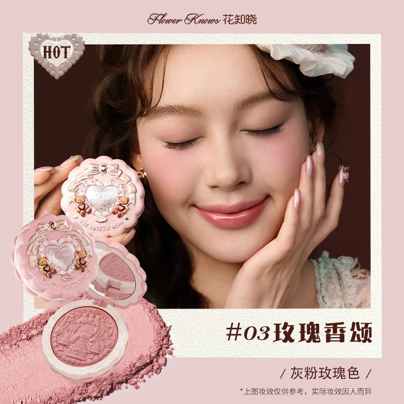 Flower Knows All series Swan Ballet Velvet Embossed Blush Matte Makeup Pressed Blusher Powder Pallet Women Gift Set
