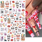 1PCS Laser Love Letter Nail Sticker Nail Art Decoration Flower Star supplies Decals Press On Nails Stickers Parts