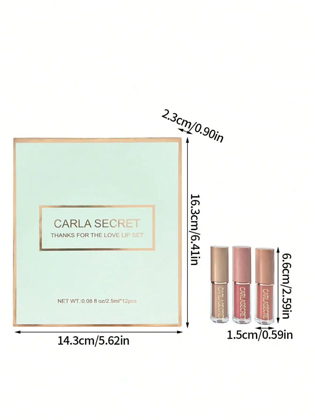 12pcs Matte Liquid Lipstick Set with 12pcs Lip Liners Non-Sticky Cup Lip Gloss Gift Box Lip Care Friendly