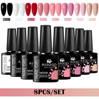 8Pcs 8ml Gel Nail Polish Set , Long Lasting, Lead-Free Semi Permanent Soak Off UV Gel Varnish For Summer, DIY Nail Art Design