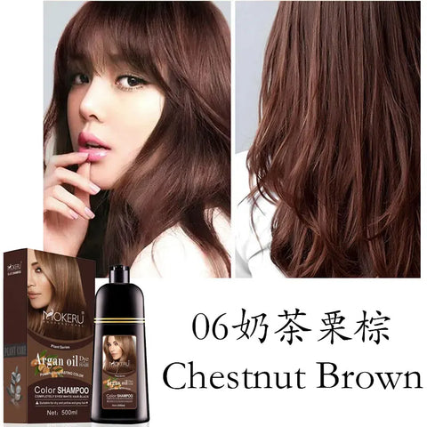 Mokeru Natural Organic Brown Hair Color Permanent Hair Coloring Shampoo Long Lasting Hair Dye Shampoo For Women Professional Dye