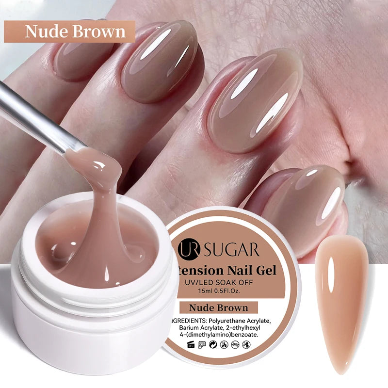 UR SUGAR Milky White Clear Pink Color 15ml Jelly Extension Nail Gel Polish Soak Off UV LED Gel Varnish Manicure Tips Tools