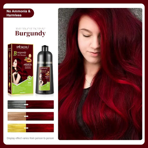 Mokeru Ammonia Free Keratin Hair Color Shampoo Coffee  Permanent Brown Hair Dye Shampoo for White Hair Coverage