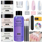 NOCIS Acrylic Nail Kit: Professional Nails Kit Acrylic Set Clear White Pink Acrylic Powder and Liquid Set with Acrylic Nail Starter Kit for DIY Home Use.