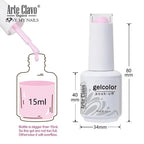 Arte Clavo Transparent Nude Pink Color Jelly Gel Nail Polish Semi Permanent 15ml Top Coat Soak Off UVLED Varnish Nail Art Design