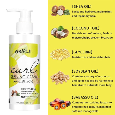 GOIPLE Curl Defining Cream Natural Curls Enhancer for Wave Hair Add Shine and Moisturizing Products Control Frizz Styling Mousse