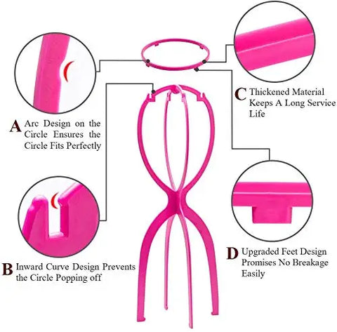 2pcs/set Wig Storage Bag wth Wig Stand, 1pc Adjustable Wig Bag with Drawstring Portable and 1pc Plastic Stand for Wigs