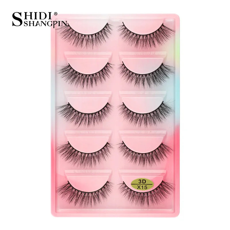 3/5 Pairs Hot Sale Natural Long 3D Mink Lashes Soft Short Faux Cils Handmade Fake Lashes Makeup Tool Eyelash Extension Maquiagem