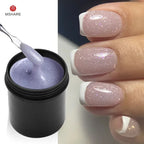 MSHARE Low Heat Milky Self Leveling Construction Gel for Nail Extension Medium Thick Natural Builder Reinforce UV Led Gel 142g