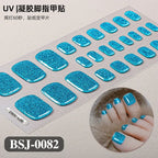 26Tips French Leopard Print UV Gel Toenail Sticker Bronzing Dye Gradient Cross-border Semi Baked Gel Nail Sticker UV Lamp Needed