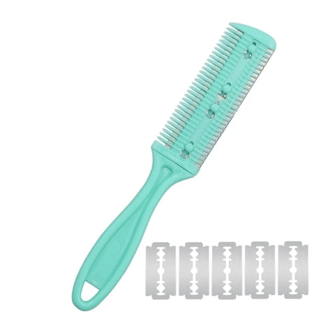 Razor Comb With 5 Pcs Extra Razors, Hair Cutter Comb Dual Side Cutting Scissors Hair Thinning Comb Double Edge Hair Razor Comb
