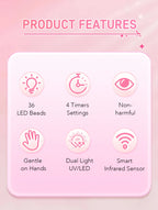168W UV LED Nail Lamp 36LEDS Gel Polish Drying Lamp With Automatic Sensing 4 Timer Professional Nail Dryer Manicure Salon Tools