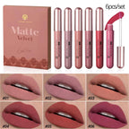 6Pcs/8Pcs matte color lasting lip gloss set three-dimensional plastic lips waterproof anti-sweat non-stick cup lipstick set