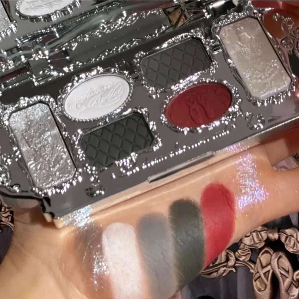 Flower Knows black Swan Ballet Eyeshadow Palette Matte Fine Shimmer Pearl Face Palette 6 Colour Glitter Eye Shadow