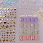 5D Gradient Love Gem Glitter Love Heart Colorful Cat's Eye Rhinestone Soft Self Adhesive Nail Art Stickers Shiny Manicure Decals