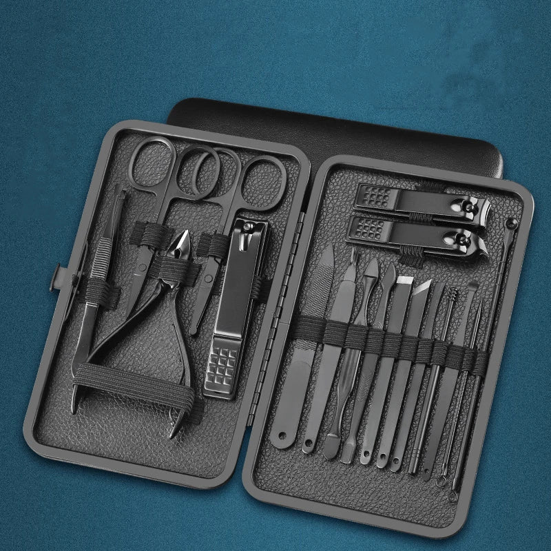 7/10/12/16/18pcs/set Stainless Steel Manicure Set Professional Nail Clipper Kit of Pedicure Tools Ingrown ToeNail Trimmer