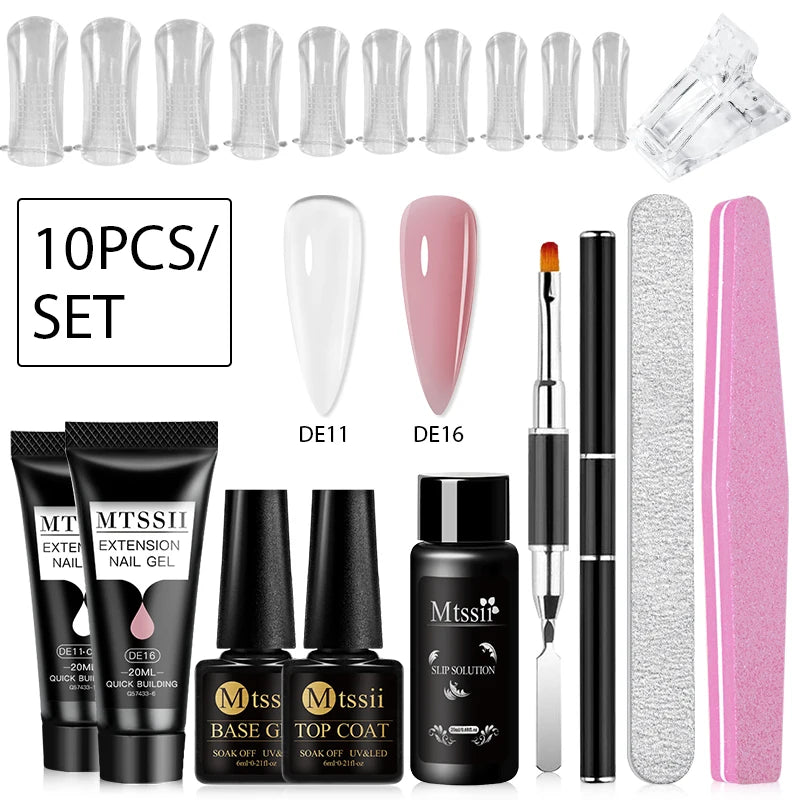 Mtssii 17PCS/Set 20ml Nail Extension Gel Set Builder UV Gel for Nails With 6W UV LED Lamp Nail Extension Tools Kit For Beginner