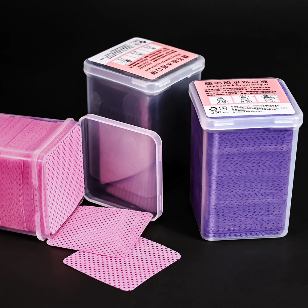 300/200/100Pcs Lint Free Cotton Pads Nail Polish Remover Pink Purple Eye Lash Glue Easy Removal Cleaning Pad for Nails Salon DIY