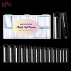 BNG Nail Dual Forms for Poly Extension Gel Nail Forms for Builder Gel Reusable 15 Sizes Acrylic Nail Molds Sets for Manicure