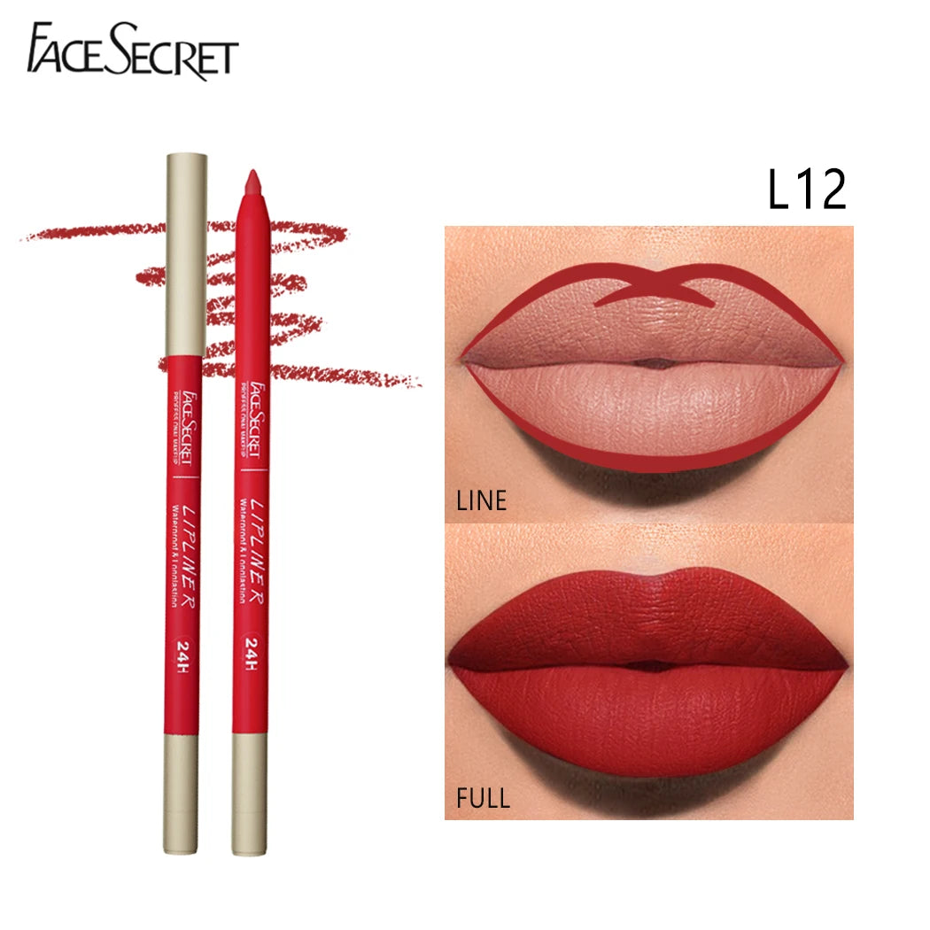 Face Secret 12 color Lipliner, Waterproof LongLasting ,Velvet Matte Multi-Color Correcting Lip Pencil Lip Plumping Cosmetics