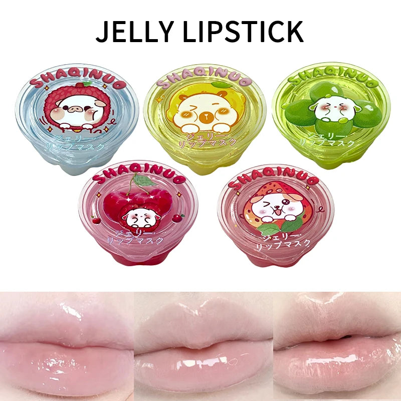 Shaqinuo Jelly Lip Mask Moisturizing and Hydrating Sleep Fruit Lip Balm for Students, Reduces Lip Lines, Prevents Dryness and Cracking, Christmas Gift, Essential for Autumn and Winter