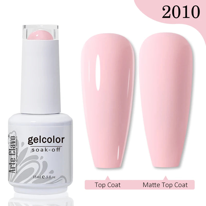 Arte Clavo Transparent Nude Pink Color Jelly Gel Nail Polish Semi Permanent 15ml Top Coat Soak Off UVLED Varnish Nail Art Design
