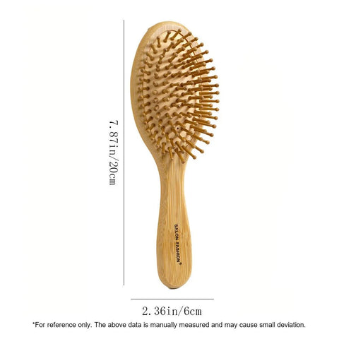 1pc Bamboo Hair Brush（Natural Wooden Massage Cushion）Wide-Tooth Detangling for Thick Hair, Scalp Care for Women Men