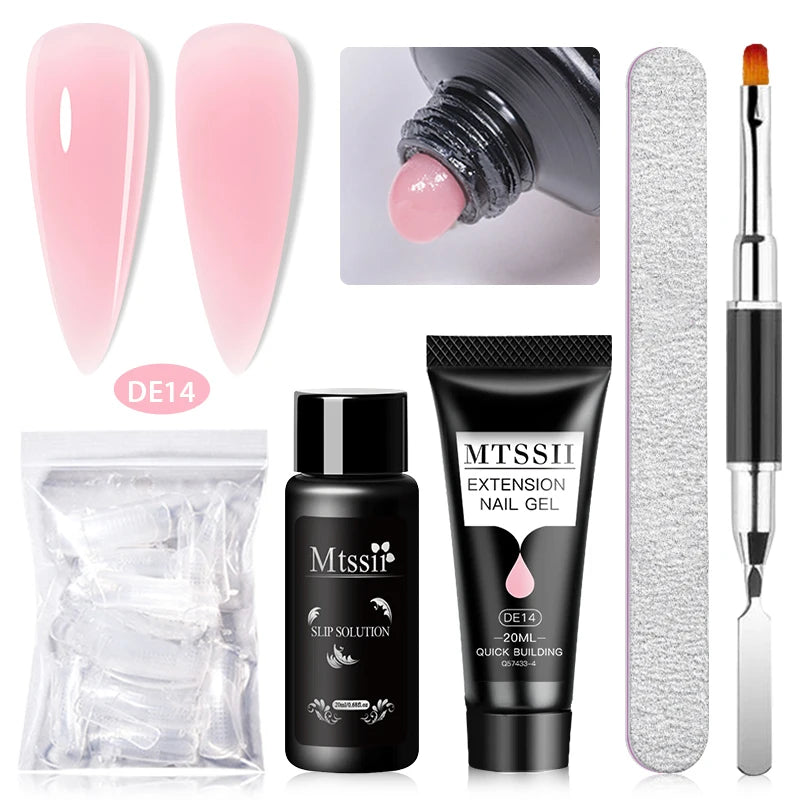 Mtssii 17PCS/Set 20ml Nail Extension Gel Set Builder UV Gel for Nails With 6W UV LED Lamp Nail Extension Tools Kit For Beginner