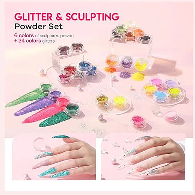 Acrylic Nail Kit For Beginners Acrylic Nail Powder Liquid Set Nail Kit Acrylic Set Gel Polish UV Light Manicure Salon