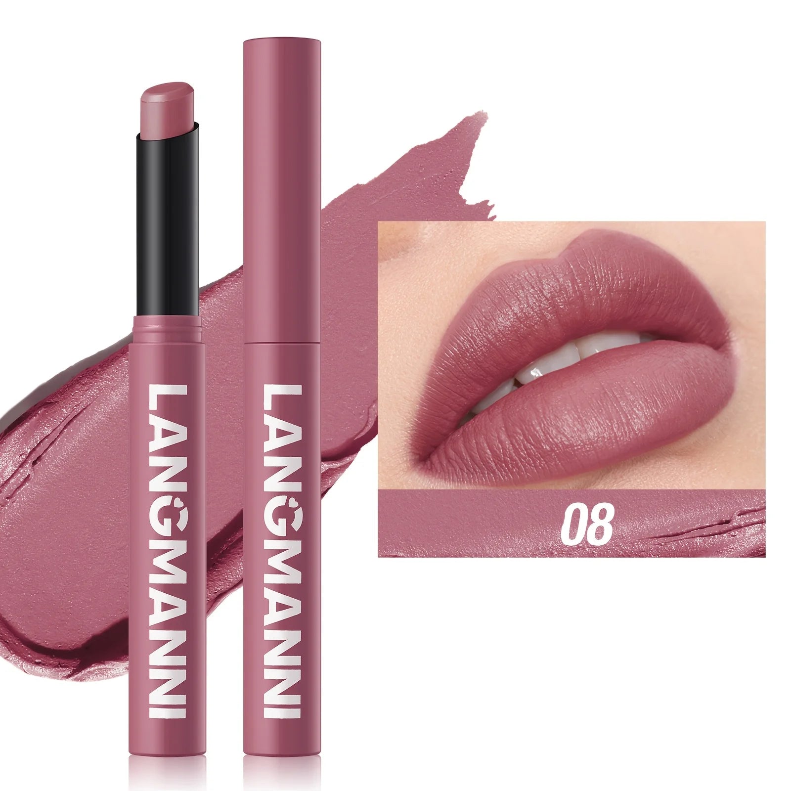 Highly Pigmented Long-Lasting Matte Lipstick Crayon - Available In Berry, Coral, Pink, And Red Shades