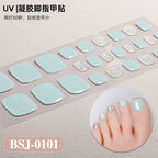 26Tips French Leopard Print UV Gel Toenail Sticker Bronzing Dye Gradient Cross-border Semi Baked Gel Nail Sticker UV Lamp Needed