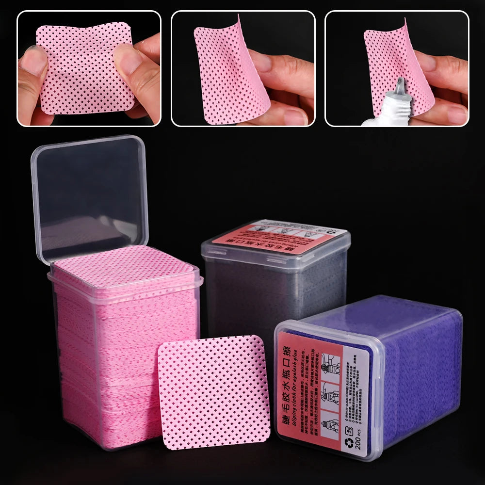 300/200/100Pcs Lint Free Cotton Pads Nail Polish Remover Pink Purple Eye Lash Glue Easy Removal Cleaning Pad for Nails Salon DIY