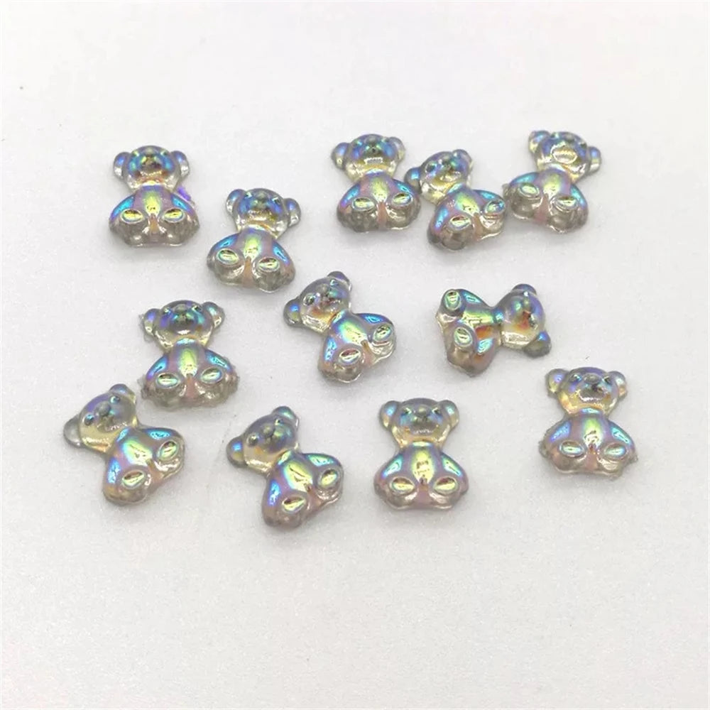 10Pcs Pink Gold Bear Nail Charms Japanese Cartoon Jewelry Nails Art Decoration 3D Rabbit Bear Manicure Accessories For Girl Lady